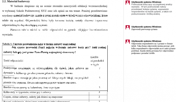 Rozdział badawczy pedagogika wczesnoszkolna