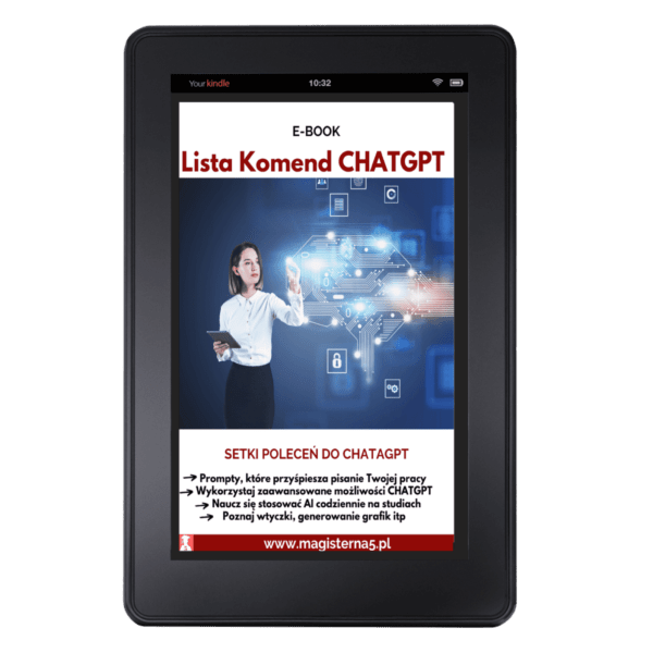 E-book. Lista komend ChatGPT przydatnych (nie tylko) przy pisaniu pracy dyplomowej.