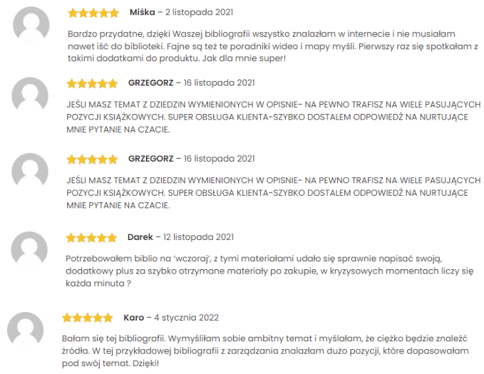 Opinie bibliografie do prac dyplomowych